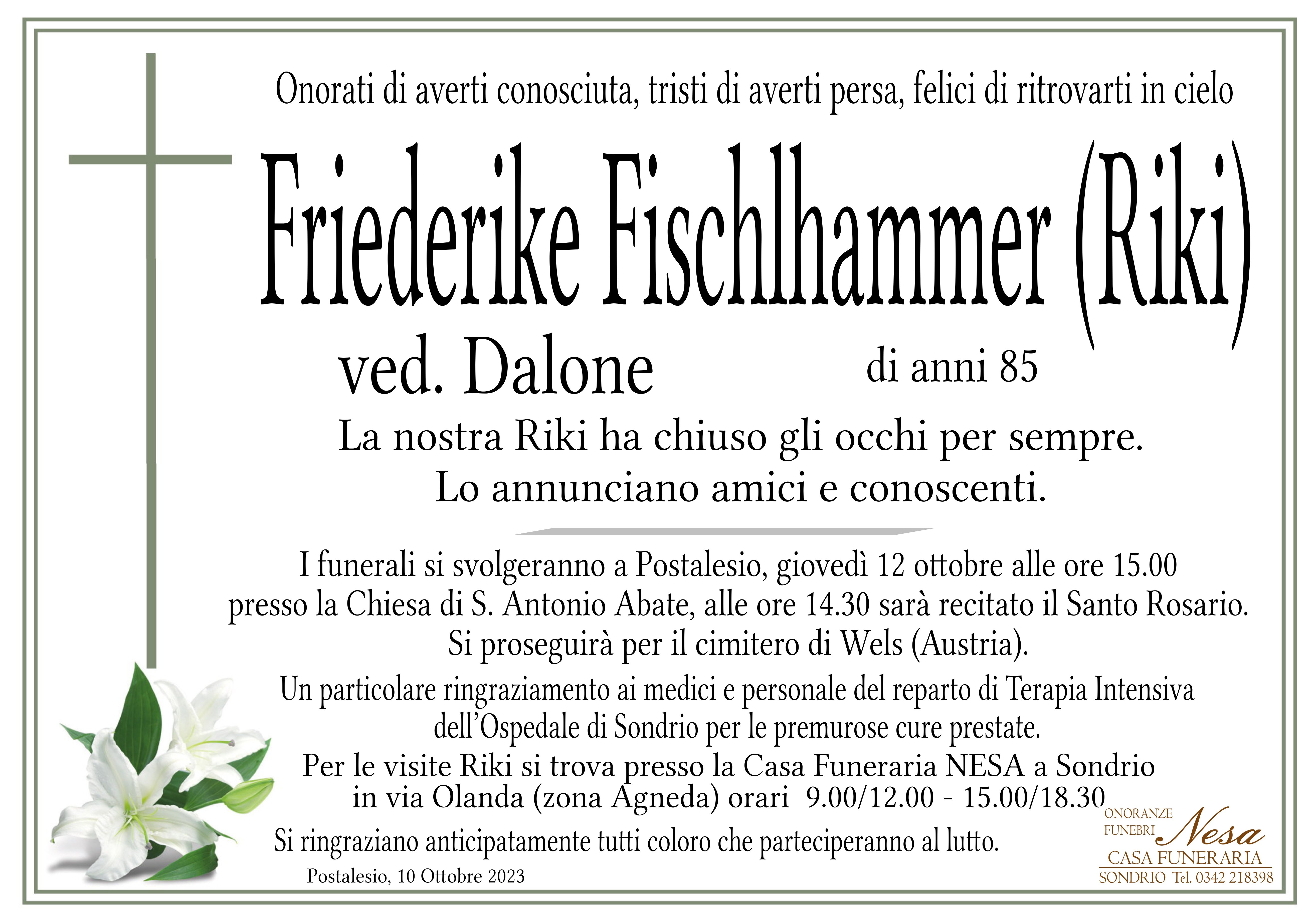 Necrologio Friederike Fichlhammer (Riki)